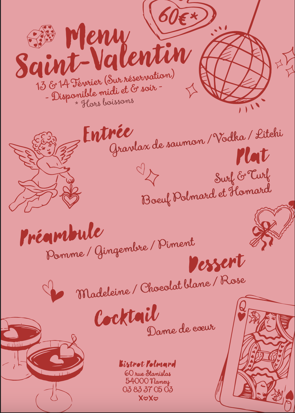 Menu Saint-Valentin Polmard